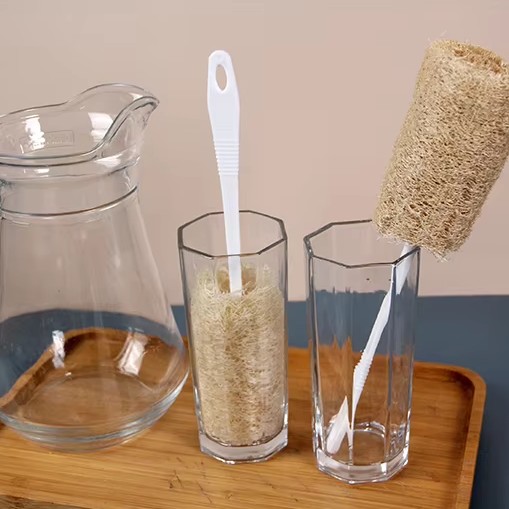Escova de copo Luffa esponja cozinha banho banho